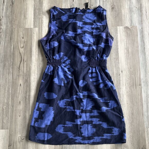 Banana Republic Sz 8 Silk Blend Navy Blue Dress Sleeveless Shift Dress - Picture 3 of 8